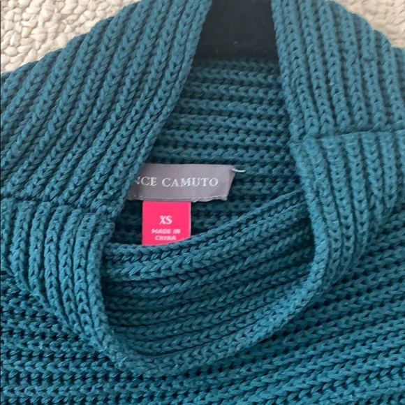 Vince Camuto Teal mock neck swearer cable knit - Picture 2 of 4